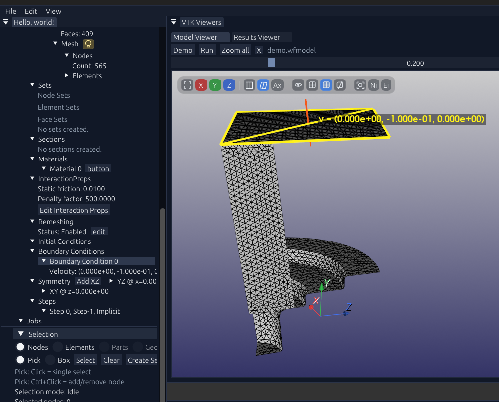 WeldFormGUI screenshot showing the main modeling workspace