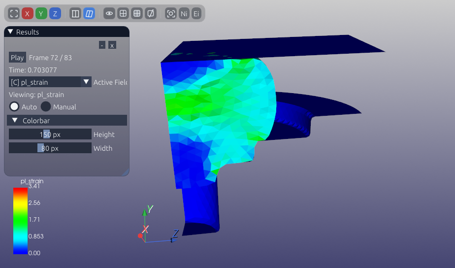 WeldFormGUI screenshot showing the post-processing view